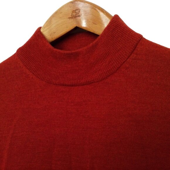 Vintage Y2K Turnbury Extra-Fine Merino Wool Sweater -L Mockneck Copper Mended - Picture 5 of 10